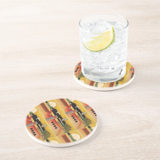 カンディンスキーモダン抽象芸術絵画のアートワーク コースター (側面)