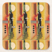 カンディンスキーモダン抽象芸術絵画のアートワーク スクエアペーパーコースター (正面)