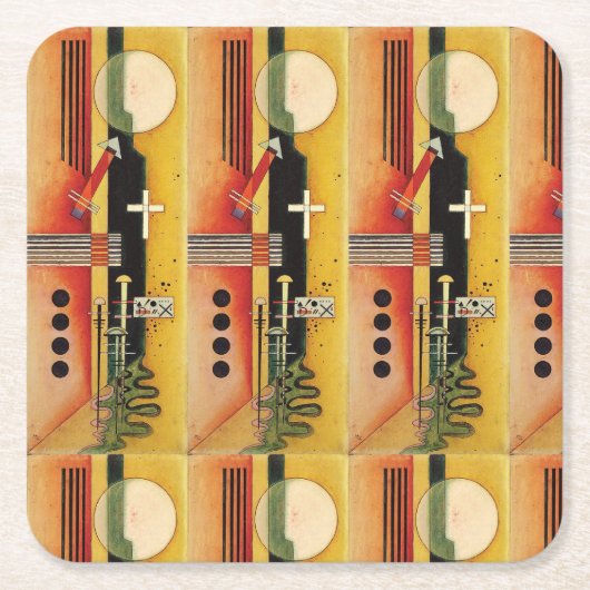 カンディンスキーモダン抽象芸術絵画のアートワーク スクエアペーパーコースター (正面)