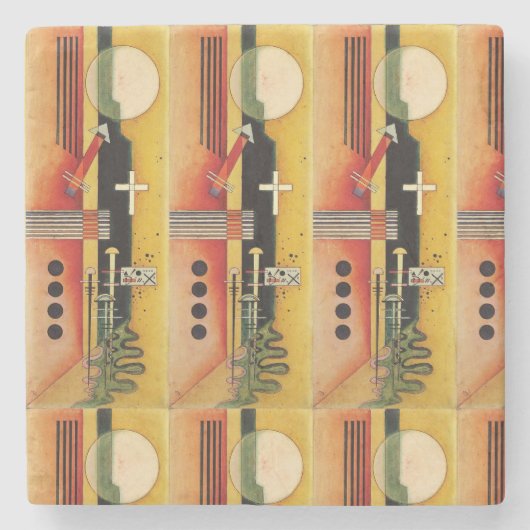 カンディンスキーモダン抽象芸術絵画のアートワーク ストーンコースター (正面)