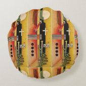 カンディンスキーモダン抽象芸術絵画のアートワーク ラウンドクッション (裏面)