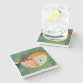 カンディンスキー上向き抽象芸術絵画ズグリーン ストーンコースター (横)