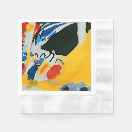 カンディンスキー印象IIIコンサート絵画抽象芸術 縁ありカクテルナプキン (正面)