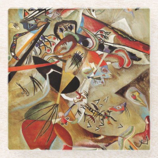 カンディンスキー合成絵画抽象芸術 ガラスコースター (正面)