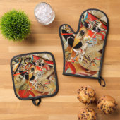 カンディンスキー合成絵画抽象芸術 鍋つかみ&鍋敷きセット (トップダウン)