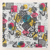 カンディンスキー小さな世界V抽象芸術 ガラスコースター (正面)