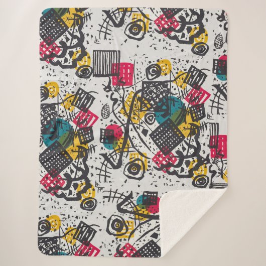 カンディンスキー小さな世界V抽象芸術 シェルパブランケット (正面)