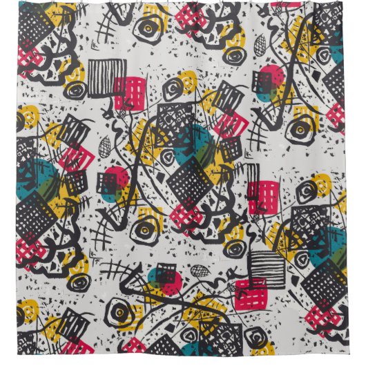 カンディンスキー小さな世界V抽象芸術 シャワーカーテン (正面)