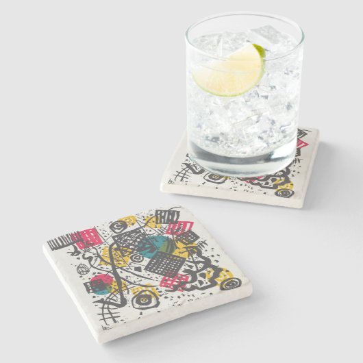 カンディンスキー小さな世界V抽象芸術 ストーンコースター (横)