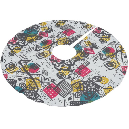 カンディンスキー小さな世界V抽象芸術 ブラッシュドポリエステルツリースカート (アングル)