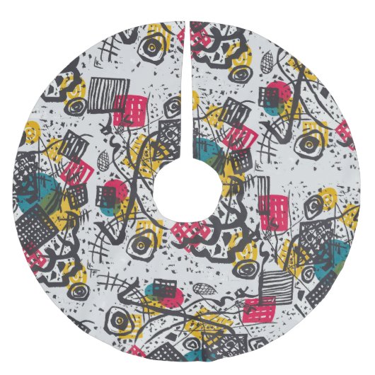 カンディンスキー小さな世界V抽象芸術 ブラッシュドポリエステルツリースカート (正面)