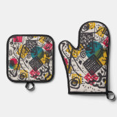 カンディンスキー小さな世界V抽象芸術 鍋つかみ&鍋敷きセット (正面)