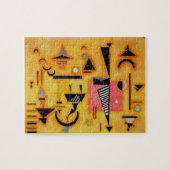 カンディンスキー抽象芸術の決定的なピンクの幾何学的形状 ジグソーパズル (横)