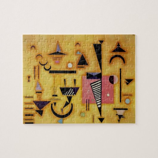 カンディンスキー抽象芸術の決定的なピンクの幾何学的形状 ジグソーパズル (横)