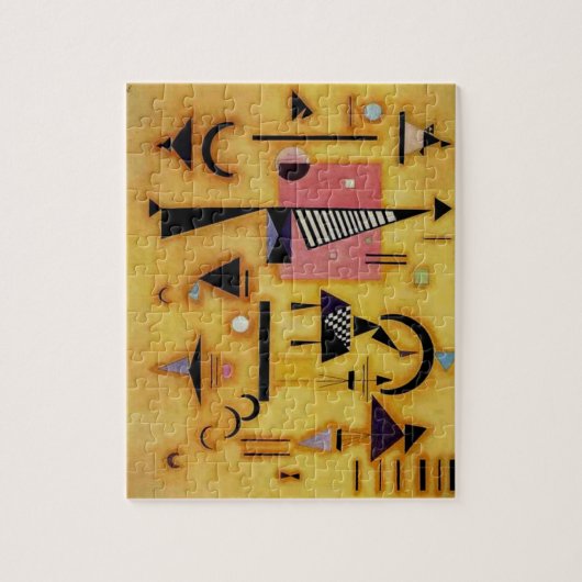 カンディンスキー抽象芸術の決定的なピンクの幾何学的形状 ジグソーパズル (縦)