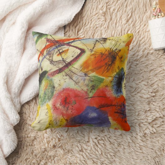 カンディンスキー抽象芸術ブルーレッドイエローブラックストローク クッション (ブランケット)