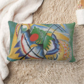 カンディンスキー抽象芸術「オーバルレッド」グリーンイエロー ランバークッション (ブランケット)