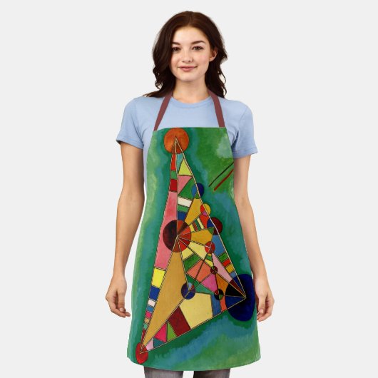 カンディンスキー数々のカラーの三角形 エプロン (着用した状態)
