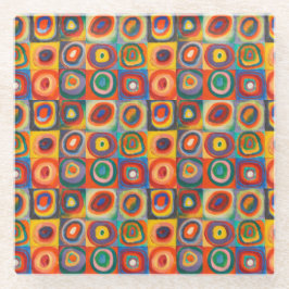 カンディンスキー正方形の同心円 ガラスコースター