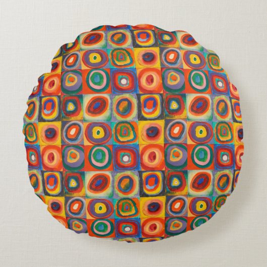 カンディンスキー正方形の同心円 ラウンドクッション (正面)