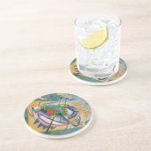 カンディンスキー赤い楕円抽象芸術アートワーク緑の黄色 コースター (側面)