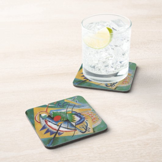 カンディンスキー赤い楕円抽象芸術アートワーク緑の黄色 コースター (右側)