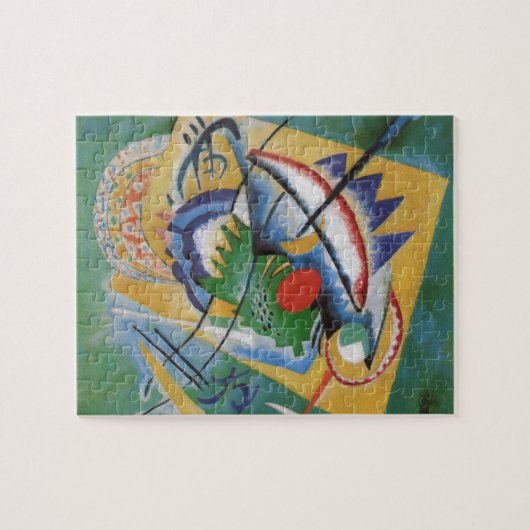 カンディンスキー赤い楕円抽象芸術アートワーク緑の黄色 ジグソーパズル (横)
