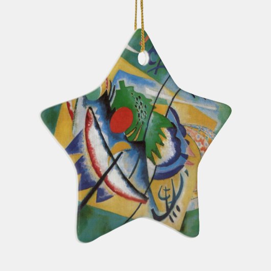 カンディンスキー赤い楕円抽象芸術アートワーク緑の黄色 セラミックオーナメント (右)