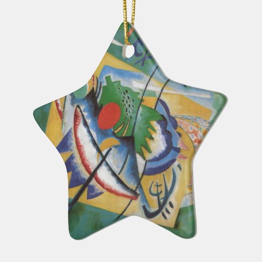 カンディンスキー赤い楕円抽象芸術アートワーク緑の黄色 セラミックオーナメント (左)