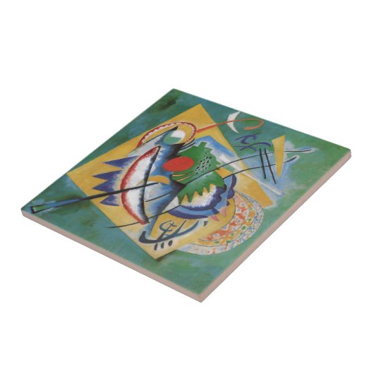 カンディンスキー赤い楕円抽象芸術アートワーク緑の黄色 タイル (側面)