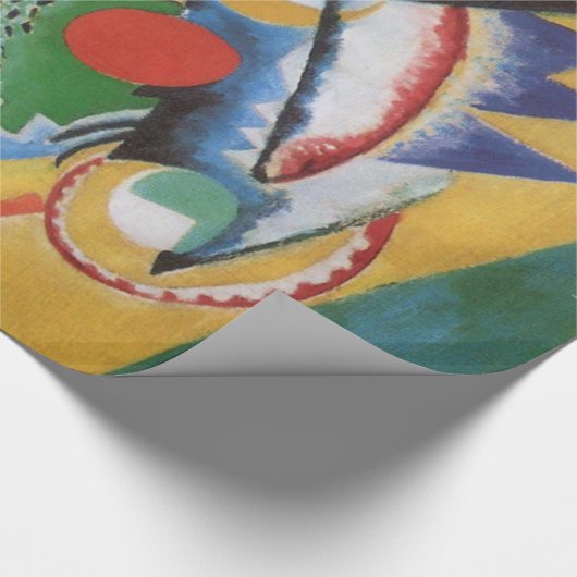 カンディンスキー赤い楕円抽象芸術アートワーク緑の黄色 ラッピングペーパー (角)