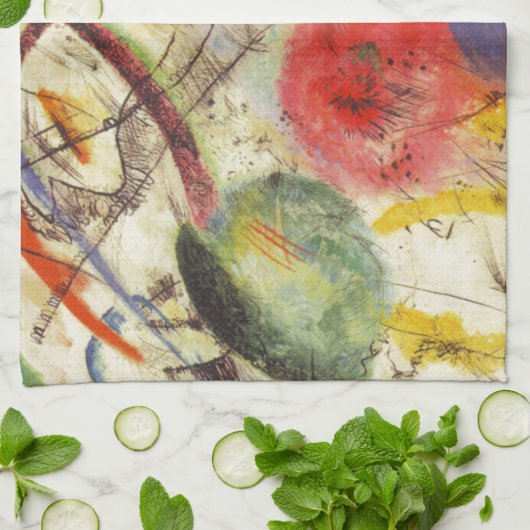 カンディンスキー黒ストローク絵画抽象芸術 キッチンタオル (折り畳み)