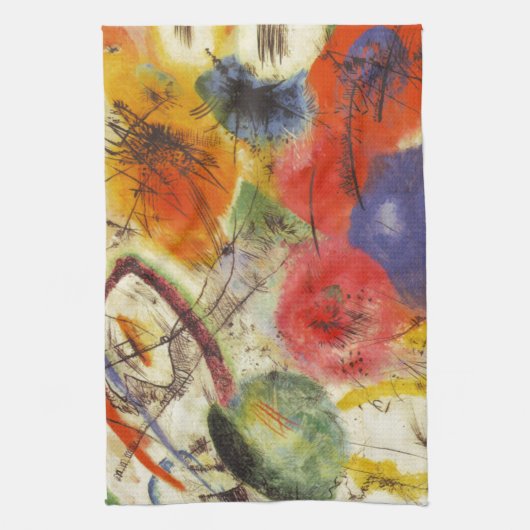 カンディンスキー黒ストローク絵画抽象芸術 キッチンタオル (縦)