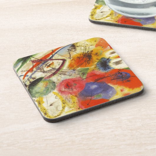 カンディンスキー黒ストローク絵画抽象芸術 コースター (左側)