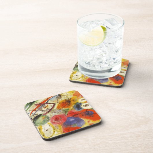 カンディンスキー黒ストローク絵画抽象芸術 コースター (右側)