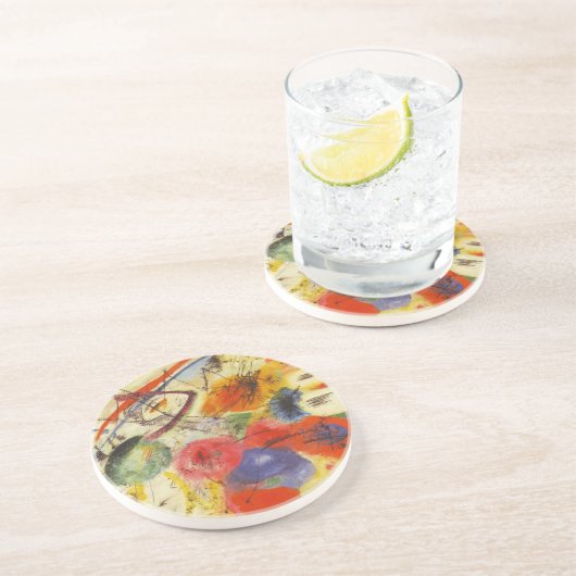 カンディンスキー黒ストローク絵画抽象芸術 コースター (側面)