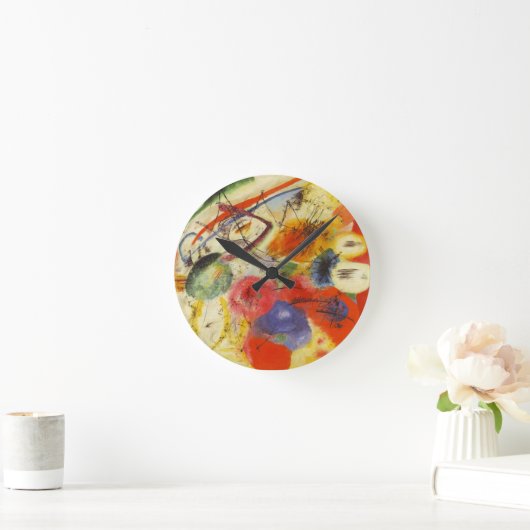 カンディンスキー黒ストローク絵画抽象芸術 ラウンド壁時計 (ホーム)
