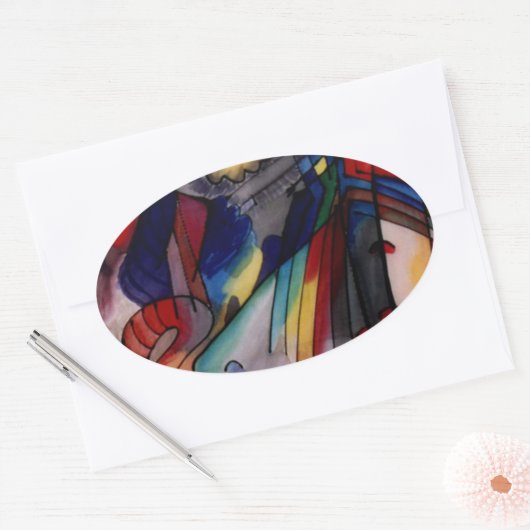 カンディンスキー1913抽象芸術絵画ズ 楕円形シール (封筒)