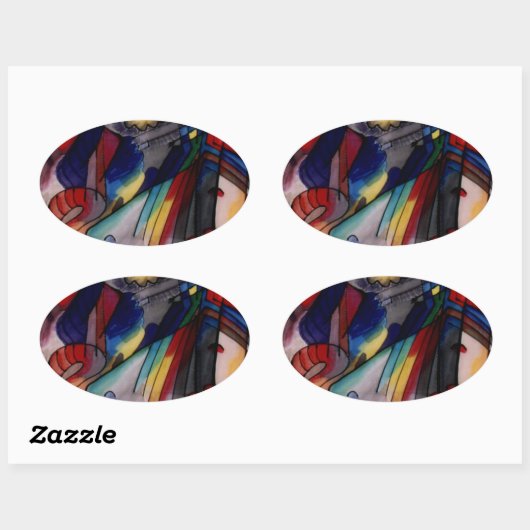 カンディンスキー1913抽象芸術絵画ズ 楕円形シール (シート)