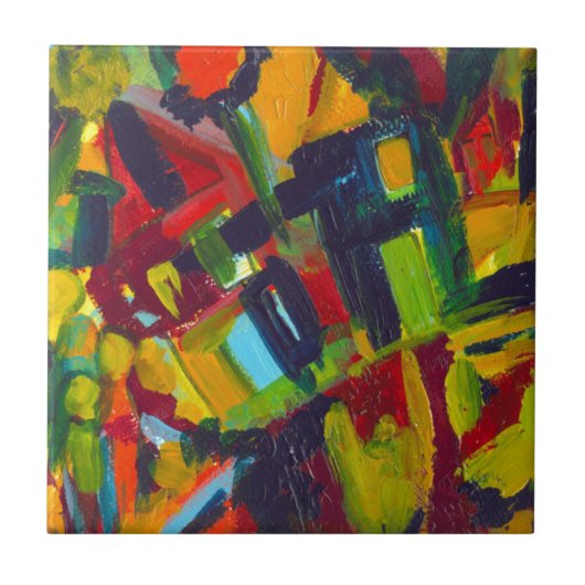 カンディンスキー304カラフル抽象芸術作品 タイル (正面)