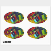 カンディンスキー304カラフル抽象芸術作品 楕円形シール (シート)