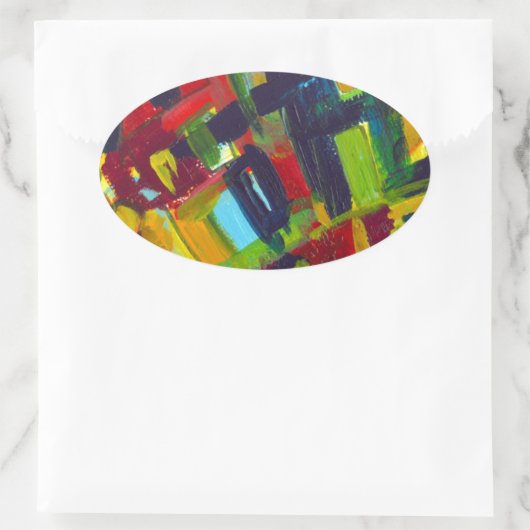 カンディンスキー304カラフル抽象芸術作品 楕円形シール (バッグ)
