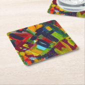 カンディンスキー'304'カラフル抽象芸術絵画ズ スクエアペーパーコースター (アングル)