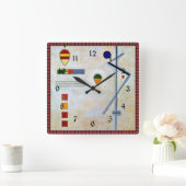 カンディンスキー-フォン·ズ（赤と黒の枠） スクエア壁時計 (ホーム)