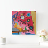 カンディンスキー – ヘビーレッド スクエア壁時計 (ホーム)