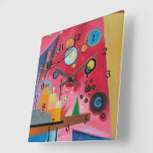 カンディンスキー – ヘビーレッド スクエア壁時計 (傾斜)