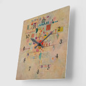 カンディンスキー – 優雅な上昇、有名な抽象芸術芸術 スクエア壁時計 (傾斜)