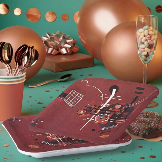 カンディンスキー – 鈍い赤 ペーパープレート (複数)