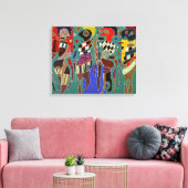 カンディンスキー – 3マスに4姿、 キャンバスプリント (インサイチュ (リビング))