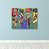 カンディンスキー – 3マスに4姿、 キャンバスプリント (インサイチュ (ウッドフロア))
